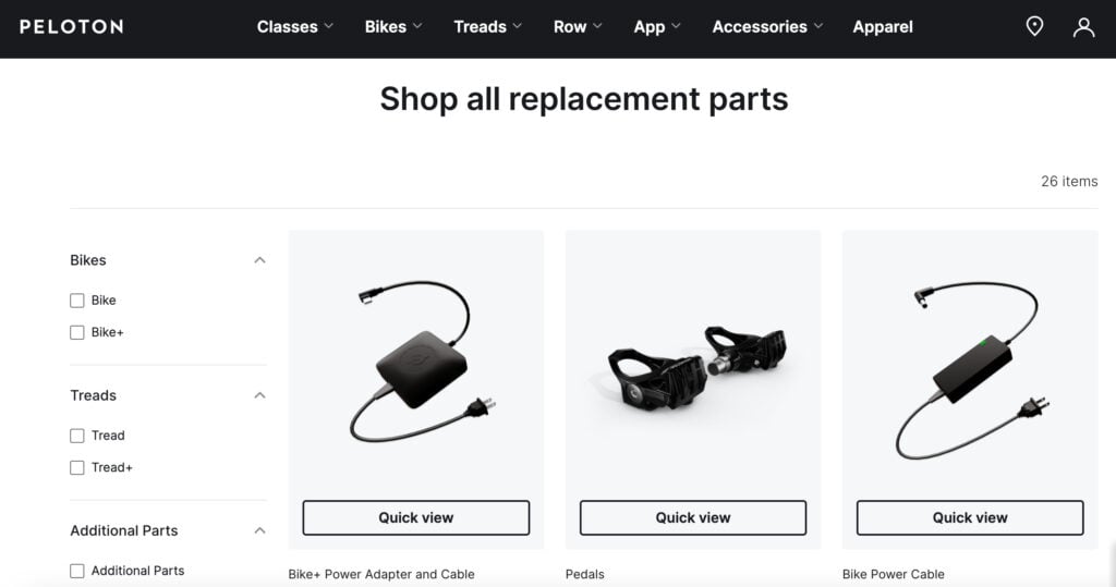New dedicated replacement parts webpage